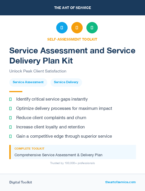 Service Assessment and Service Delivery Plan Kit