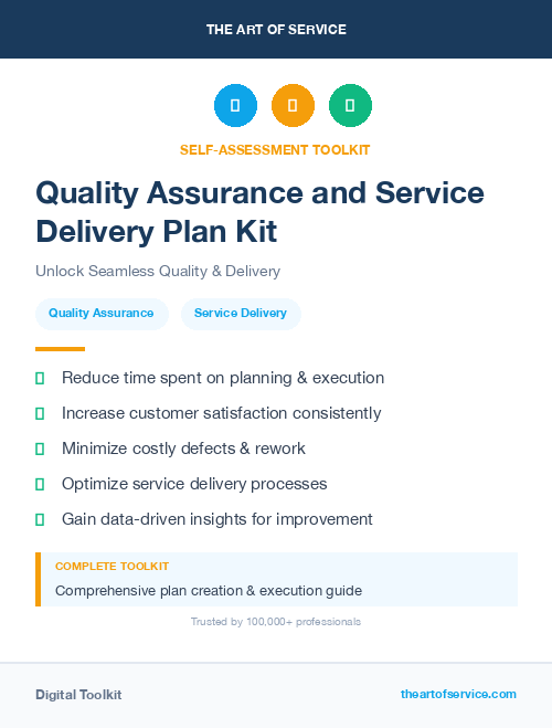 Quality Assurance and Service Delivery Plan Kit