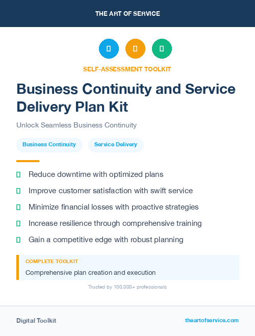 Business Continuity and Service Delivery Plan Kit