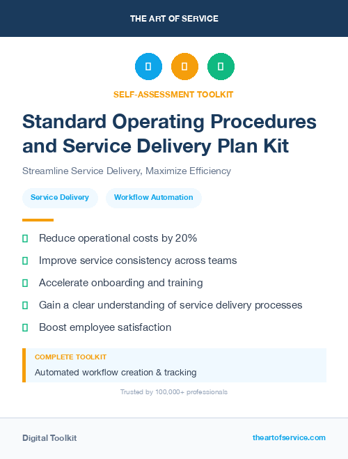 Standard Operating Procedures and Service Delivery Plan Kit