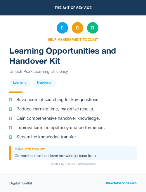 Learning Opportunities and Handover Kit
