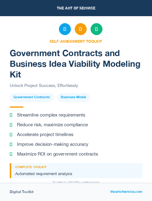 Government Contracts and Business Idea Viability Modeling Kit
