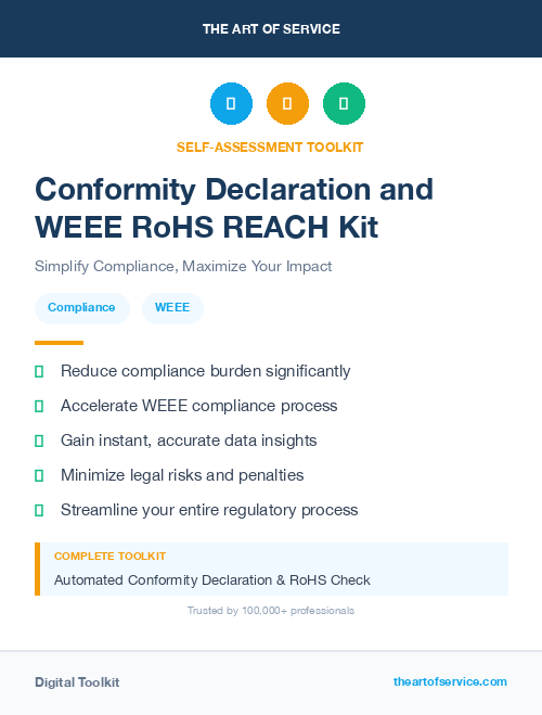 Conformity Declaration and WEEE RoHS REACH Kit