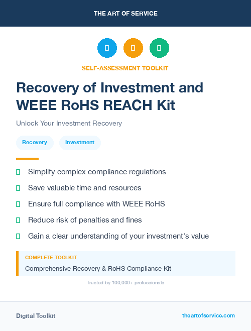 Recovery of Investment and WEEE RoHS REACH Kit