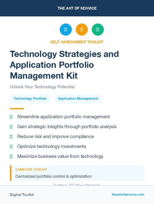 Technology Strategies and Application Portfolio Management Kit