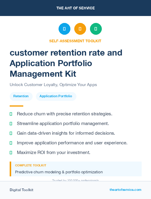 customer retention rate and Application Portfolio Management Kit