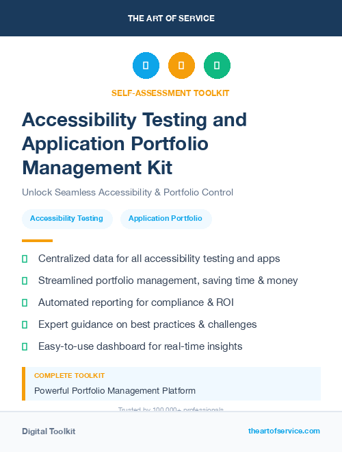 Accessibility Testing and Application Portfolio Management Kit