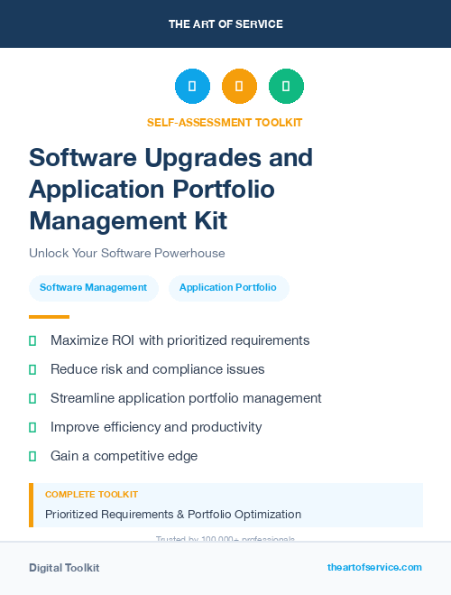 Software Upgrades and Application Portfolio Management Kit