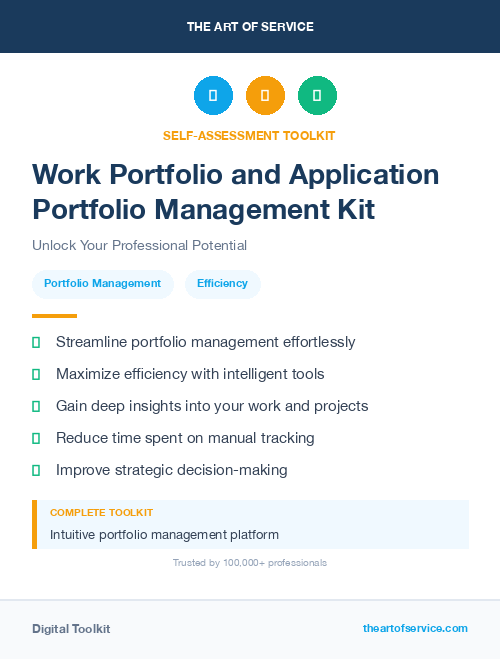 Work Portfolio and Application Portfolio Management Kit