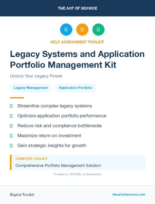Legacy Systems and Application Portfolio Management Kit
