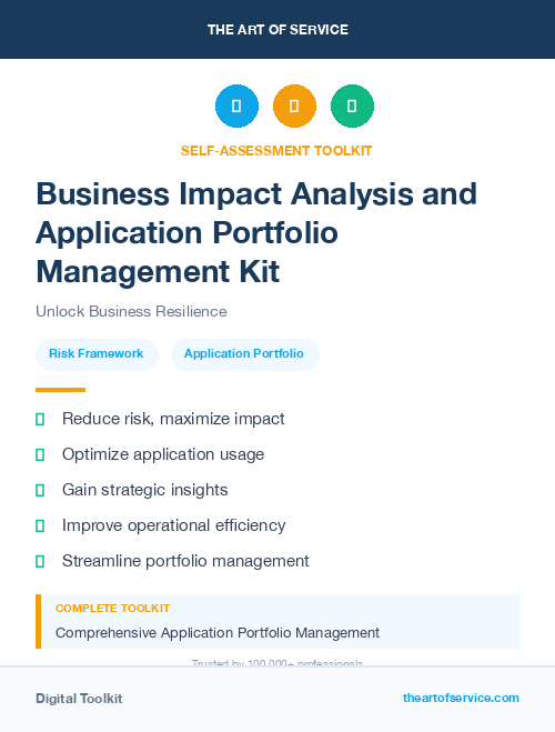 Business Impact Analysis and Application Portfolio Management Kit