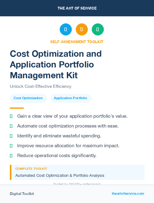 Cost Optimization and Application Portfolio Management Kit