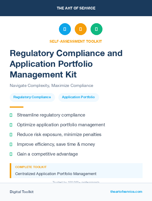 Regulatory Compliance and Application Portfolio Management Kit