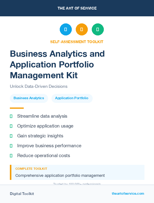 Business Analytics and Application Portfolio Management Kit