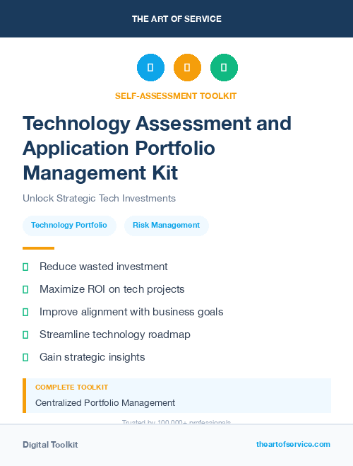 Technology Assessment and Application Portfolio Management Kit