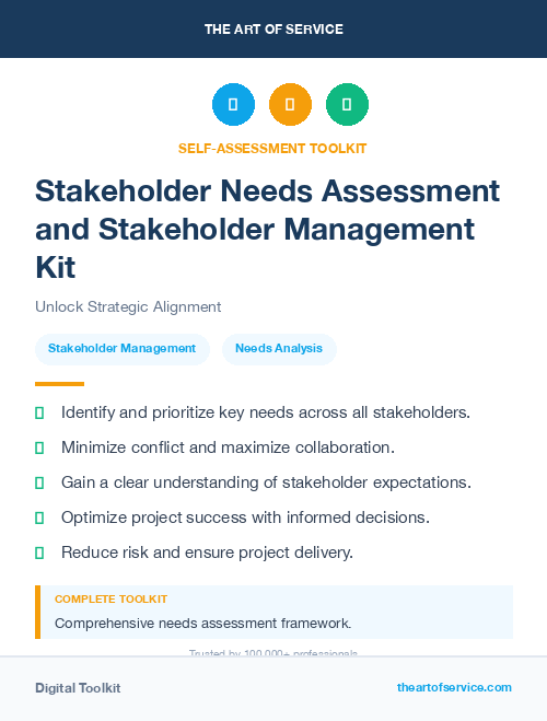 Stakeholder Needs Assessment and Stakeholder Management Kit