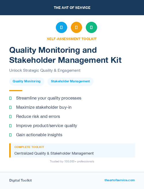 Quality Monitoring and Stakeholder Management Kit