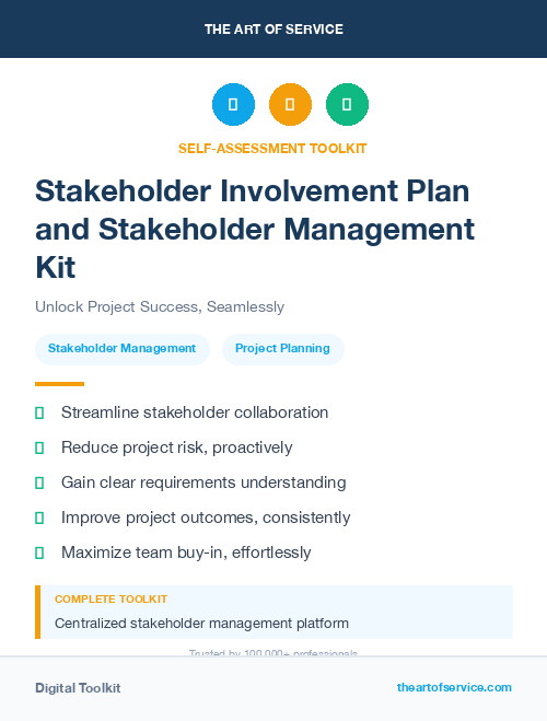 Stakeholder Involvement Plan and Stakeholder Management Kit