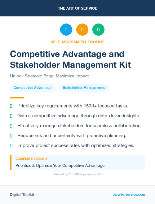 Competitive Advantage and Stakeholder Management Kit