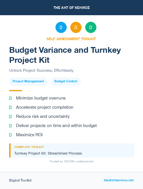 Budget Variance and Turnkey Project Kit