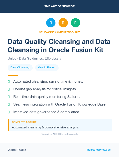 Data Quality Cleansing and Data Cleansing in Oracle Fusion Kit