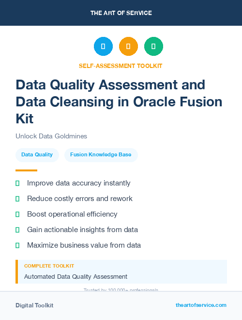 Data Quality Assessment and Data Cleansing in Oracle Fusion Kit