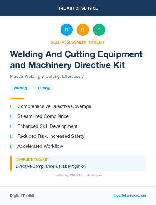 Welding And Cutting Equipment and Machinery Directive Kit