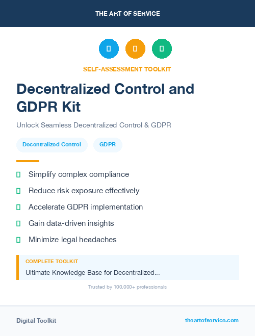 Decentralized Control and GDPR Kit