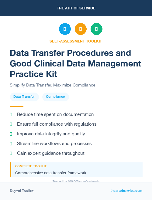 Data Transfer Procedures and Good Clinical Data Management Practice Kit