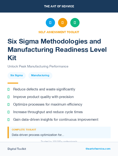 Six Sigma Methodologies and Manufacturing Readiness Level Kit