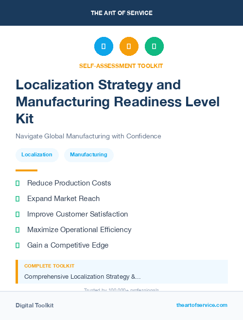 Localization Strategy and Manufacturing Readiness Level Kit
