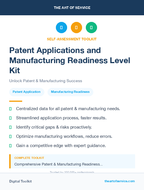 Patent Applications and Manufacturing Readiness Level Kit