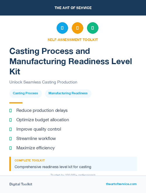 Casting Process and Manufacturing Readiness Level Kit