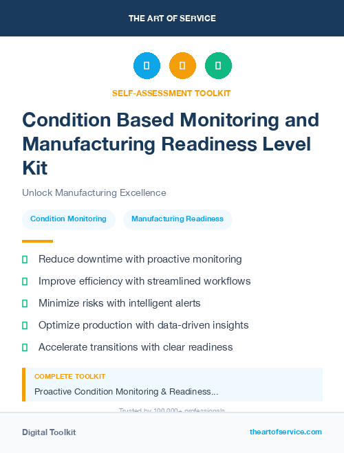Condition Based Monitoring and Manufacturing Readiness Level Kit
