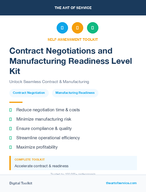 Contract Negotiations and Manufacturing Readiness Level Kit