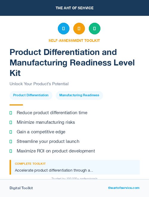 Product Differentiation and Manufacturing Readiness Level Kit