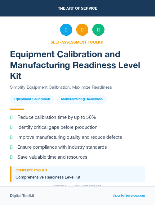 Equipment Calibration and Manufacturing Readiness Level Kit