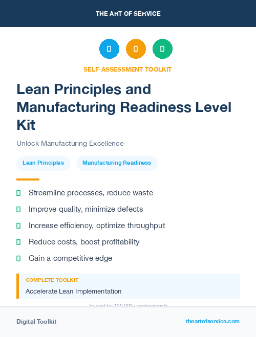 Lean Principles and Manufacturing Readiness Level Kit