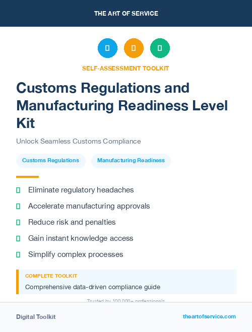 Customs Regulations and Manufacturing Readiness Level Kit