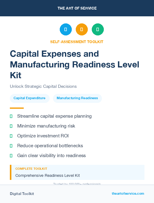 Capital Expenses and Manufacturing Readiness Level Kit