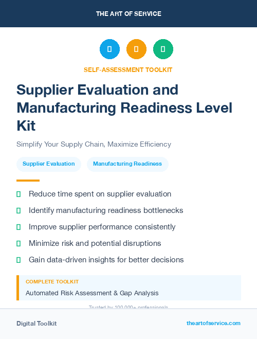 Supplier Evaluation and Manufacturing Readiness Level Kit