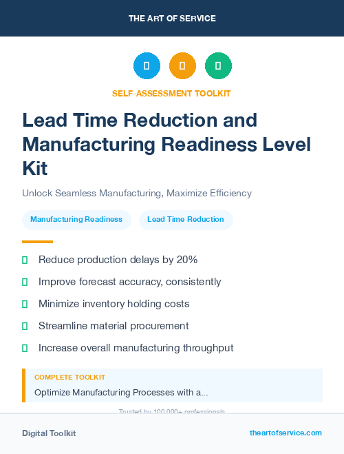 Lead Time Reduction and Manufacturing Readiness Level Kit