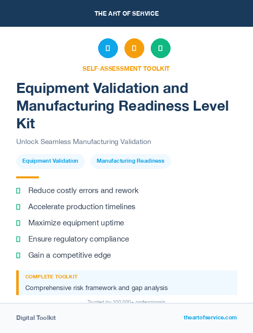 Equipment Validation and Manufacturing Readiness Level Kit