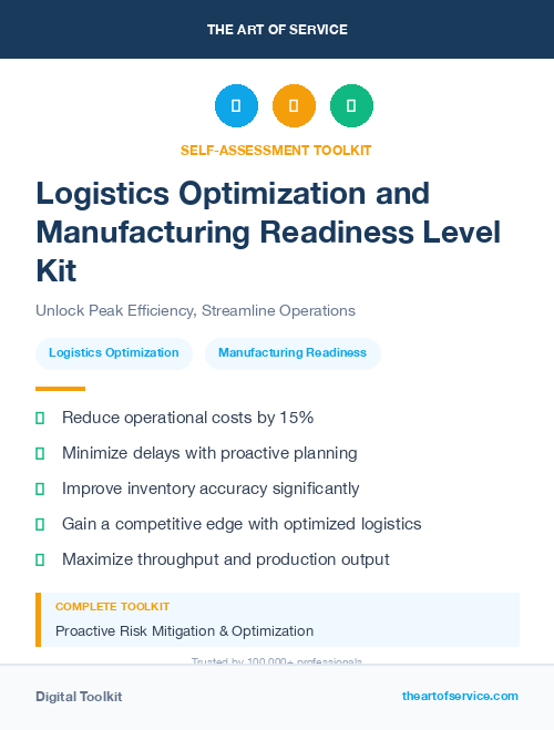 Logistics Optimization and Manufacturing Readiness Level Kit