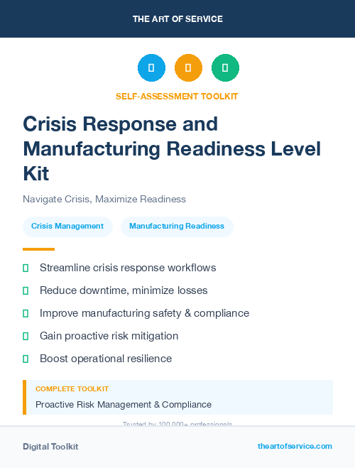 Crisis Response and Manufacturing Readiness Level Kit