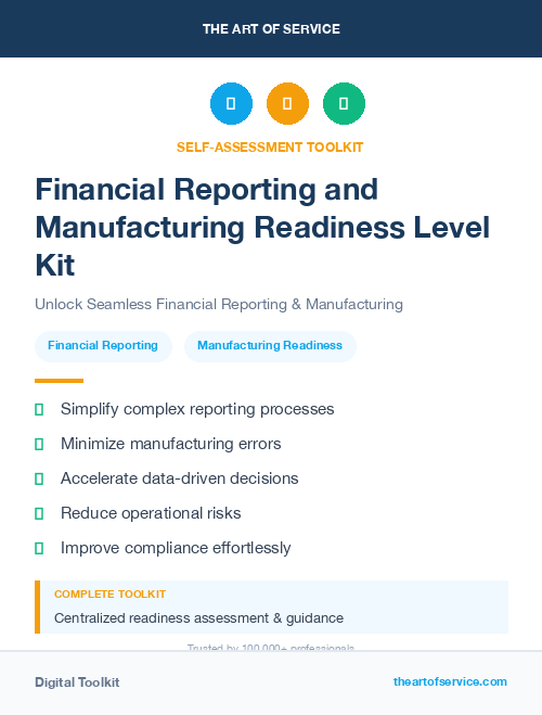 Financial Reporting and Manufacturing Readiness Level Kit