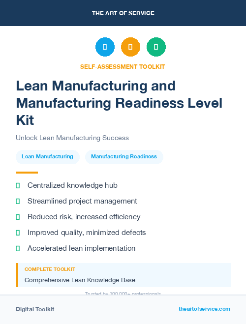 Lean Manufacturing and Manufacturing Readiness Level Kit