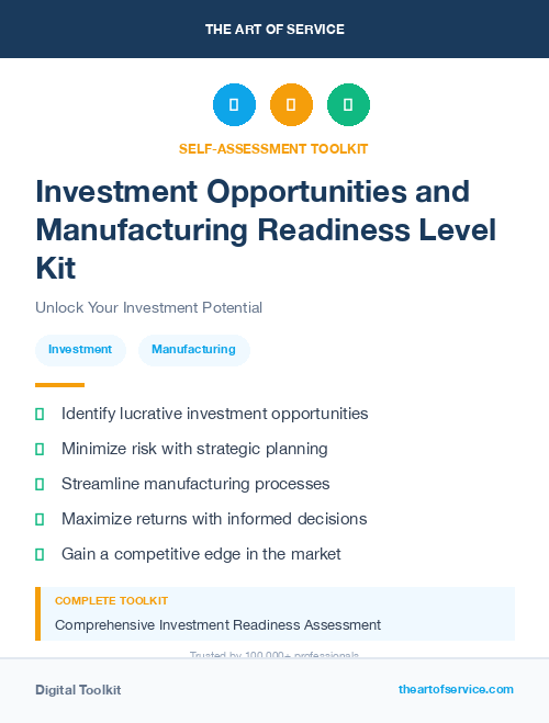 Investment Opportunities and Manufacturing Readiness Level Kit