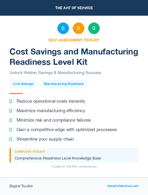 Cost Savings and Manufacturing Readiness Level Kit