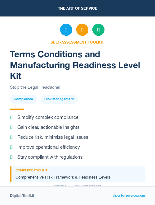 Terms Conditions and Manufacturing Readiness Level Kit